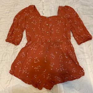 Pink floral romper